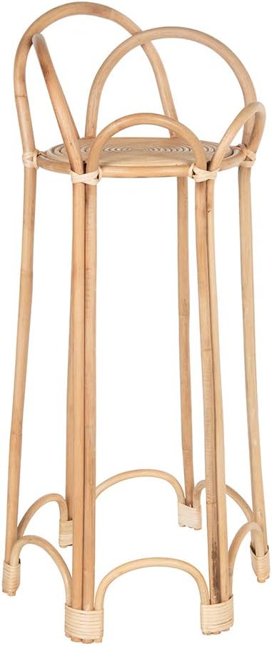 Natural Rattan Loop Indoor Potted Plant Stand