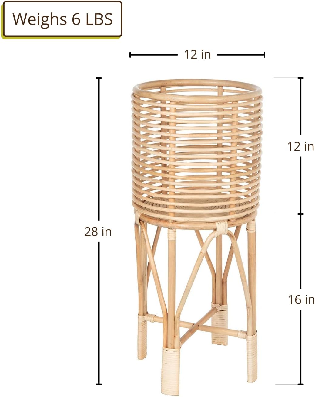 Two‑Tier Boho Rattan Indoor Plant Stand Shelf