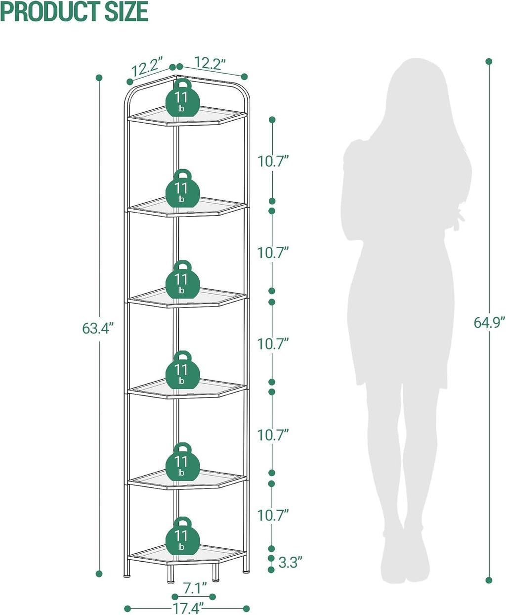 6‑Tier Glass Multipurpose Corner Display Shelf Stand