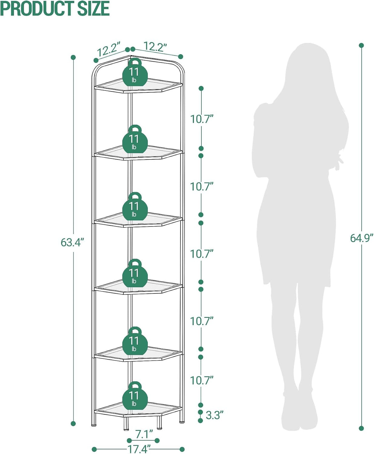 6‑Tier Glass Multipurpose Corner Display Shelf Stand