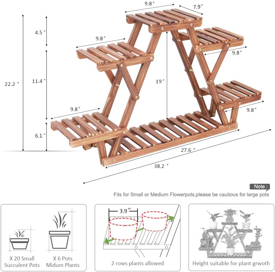 6‑Tier Triangle Wooden Indoor Plant Stand Shelf