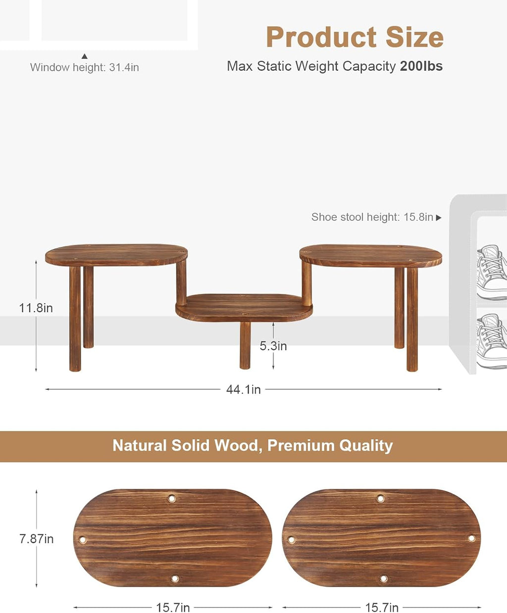 Adjustable Oval Indoor Corner Plant Stand Shelf