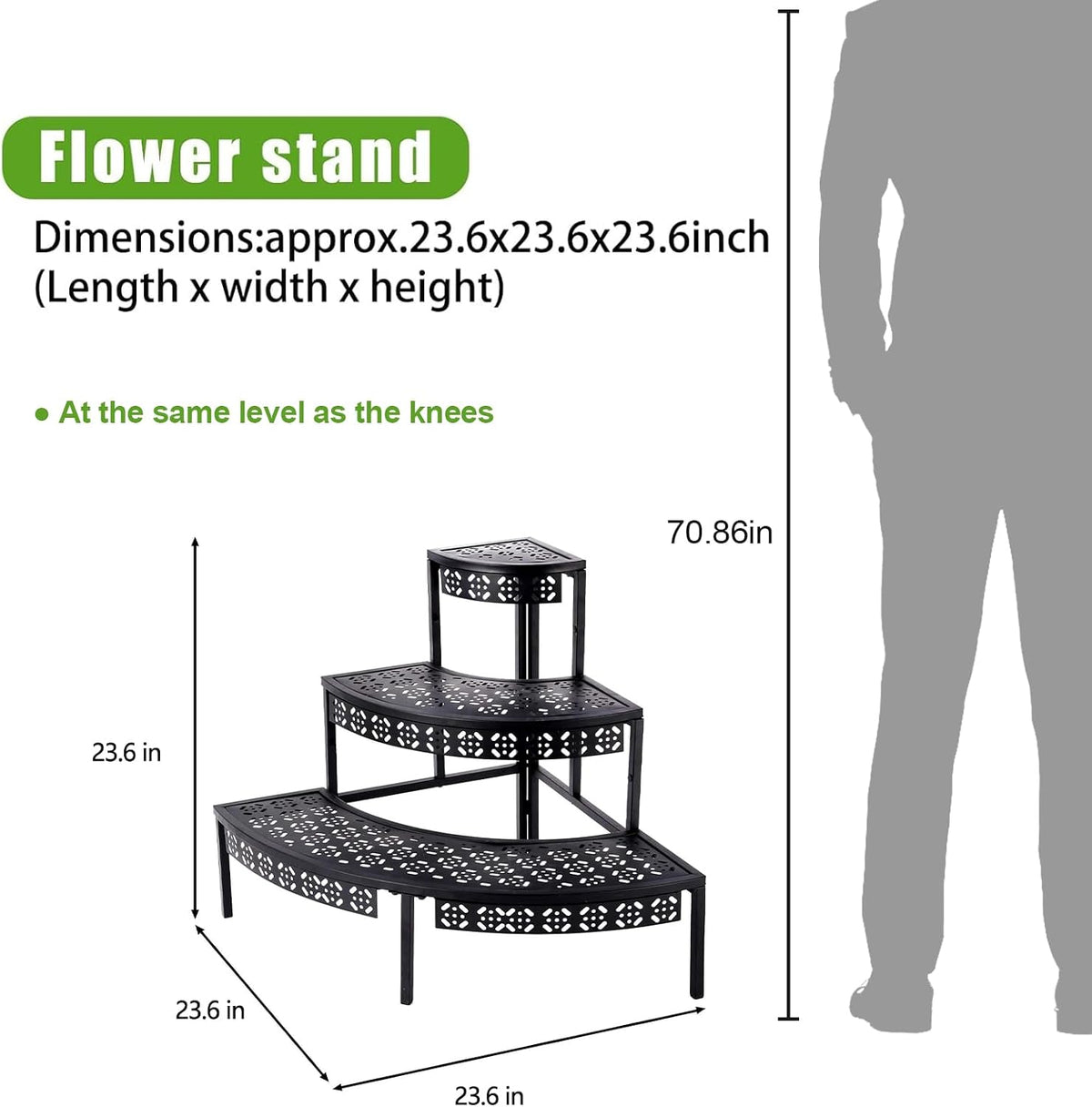 3‑Tier Metal Indoor‑Outdoor Corner Plant Stand