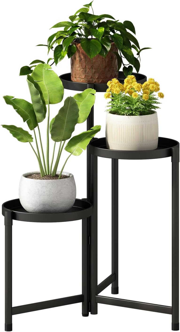 3‑Tier Tall Metal Indoor‑Outdoor Plant Stand Rack