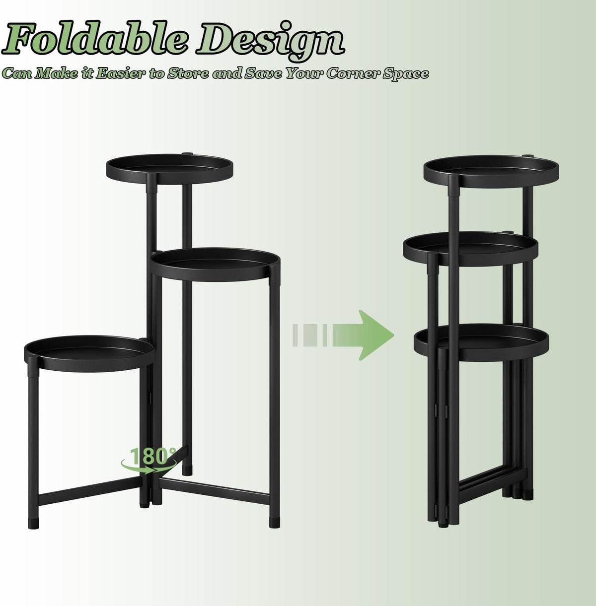 3‑Tier Tall Metal Indoor‑Outdoor Plant Stand Rack