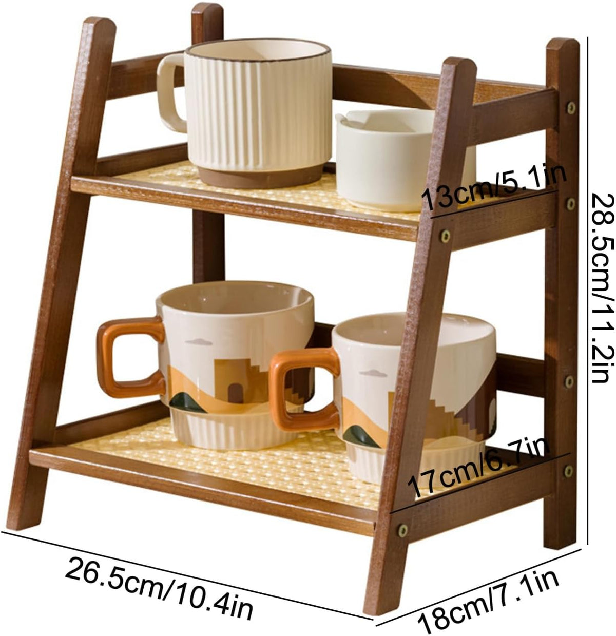 Bamboo 2‑Tier Desktop Storage Display Organizer Rack