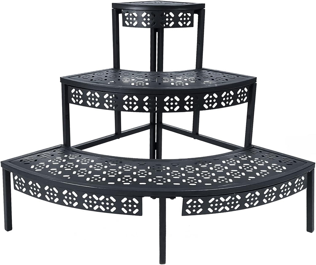 3‑Tier Metal Indoor‑Outdoor Corner Plant Stand