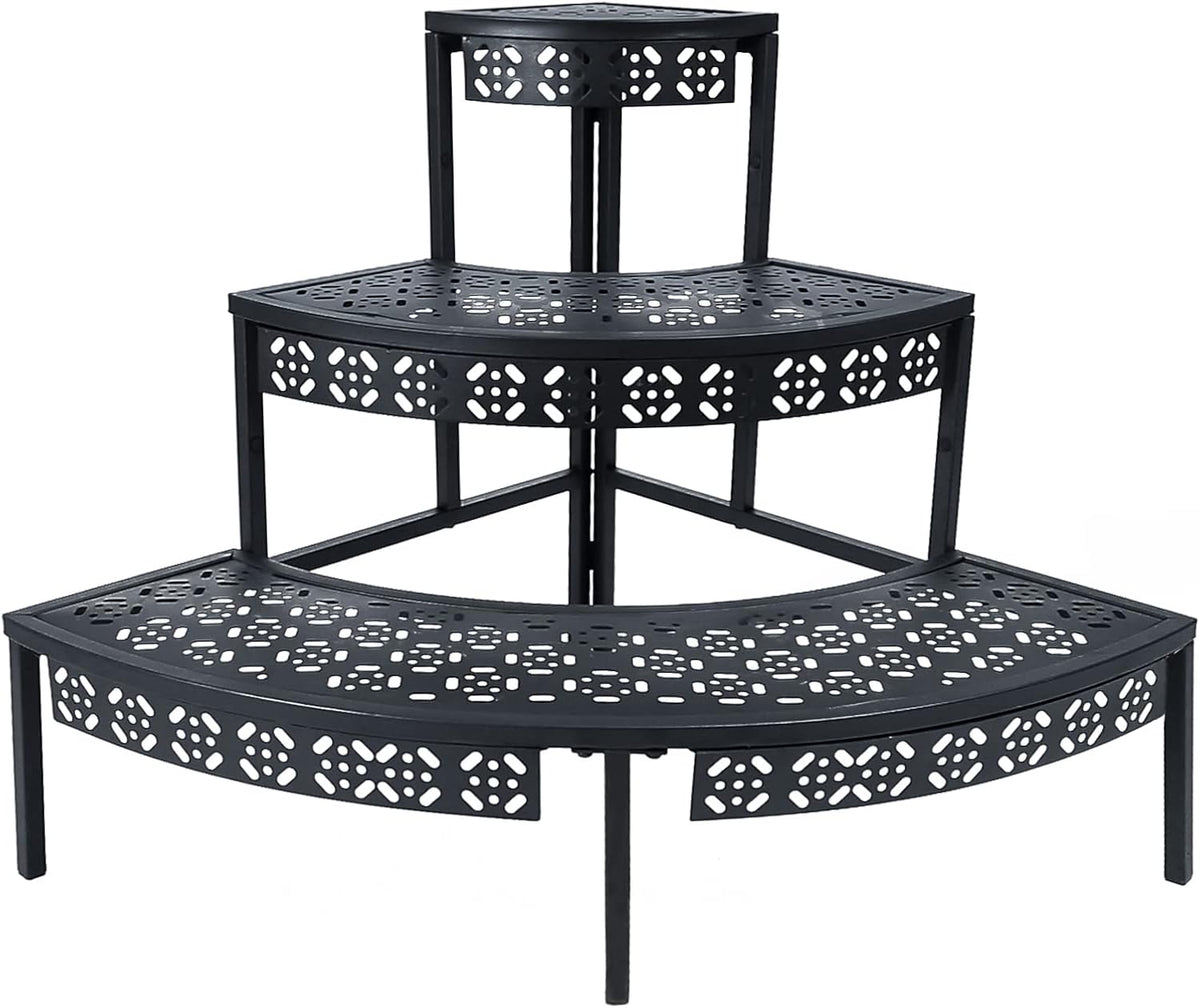 3‑Tier Metal Indoor‑Outdoor Corner Plant Stand