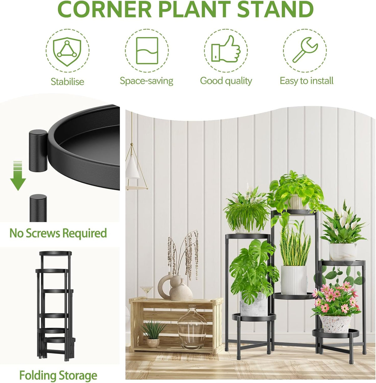 6‑Tier Large Indoor‑Outdoor Metal Plant Stand