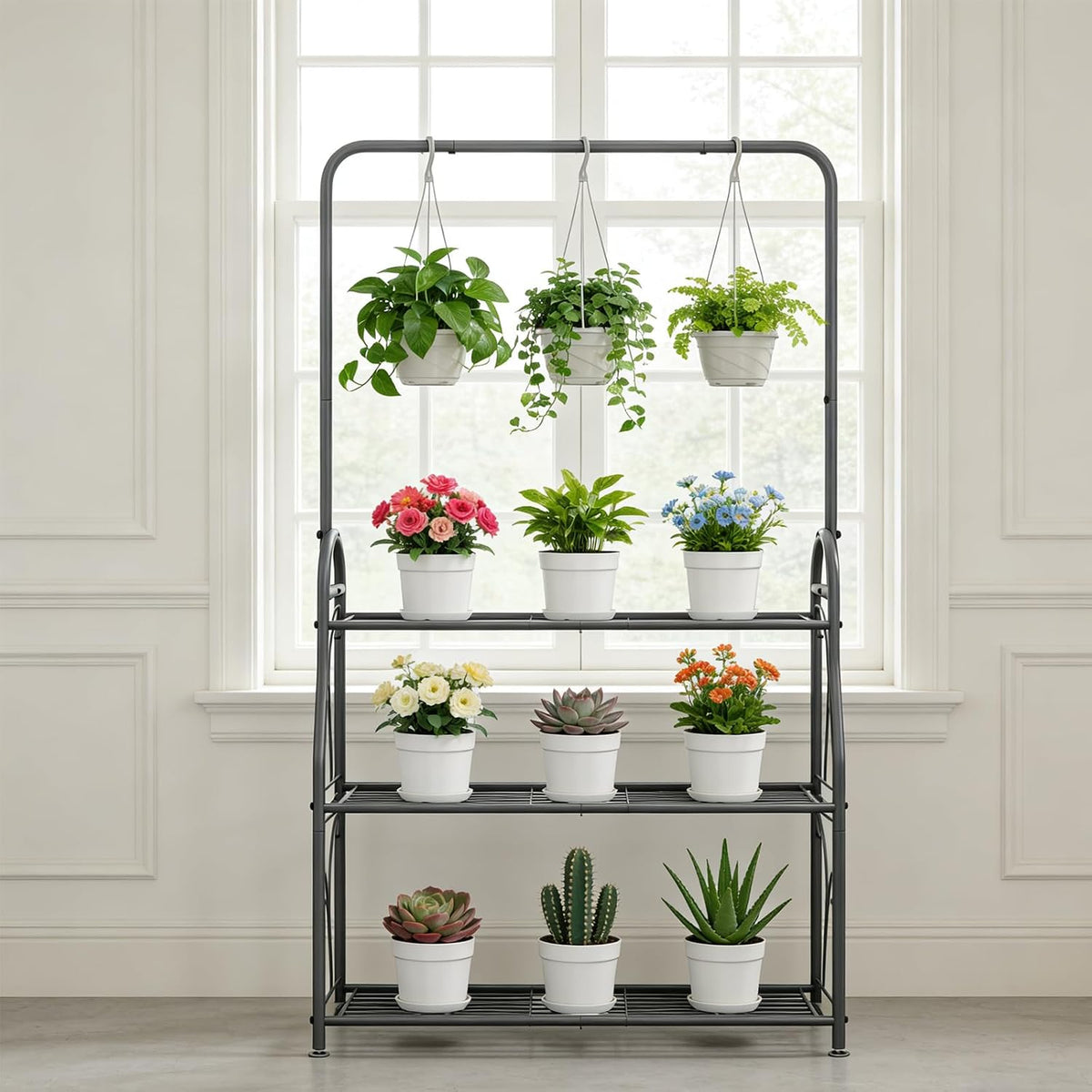 3‑Tier Metal Indoor‑Outdoor Ladder Plant Stand