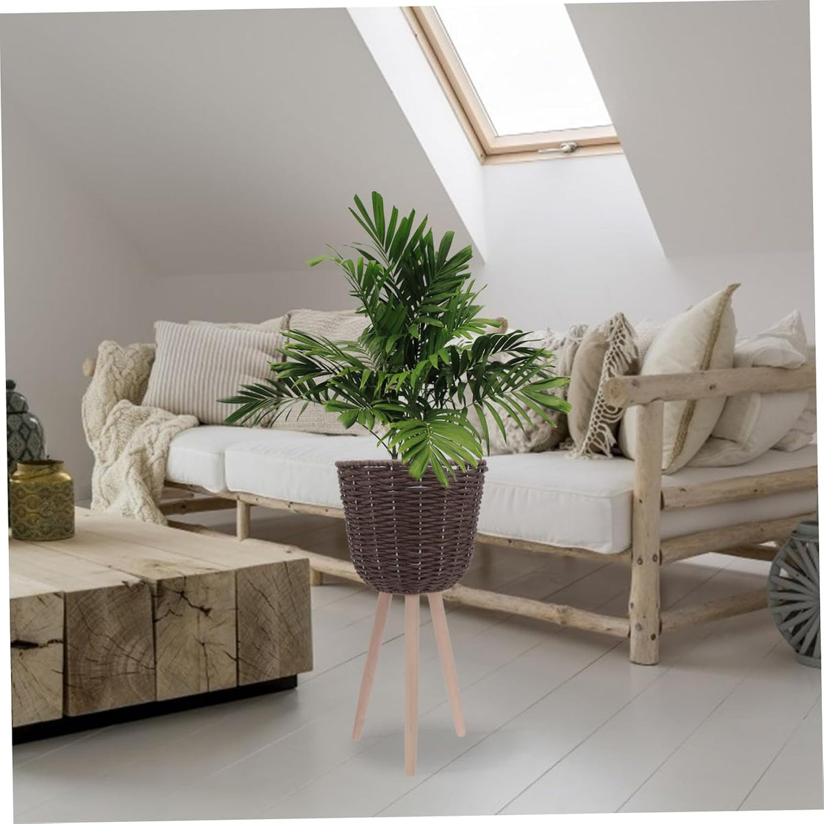 Rattan Woven Flowerpot With Floor Display Rack