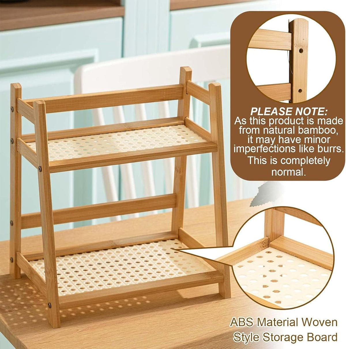 Bamboo 2‑Tier Desktop Storage Display Organizer Rack