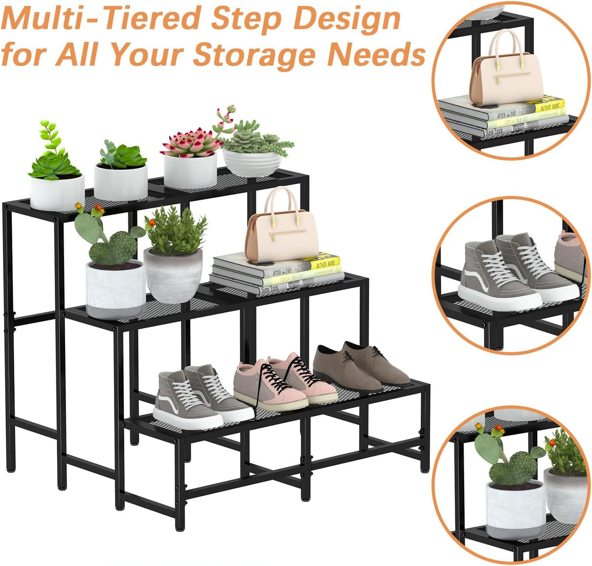 3‑Tier Large Metal Indoor‑Outdoor Plant Stand Rack