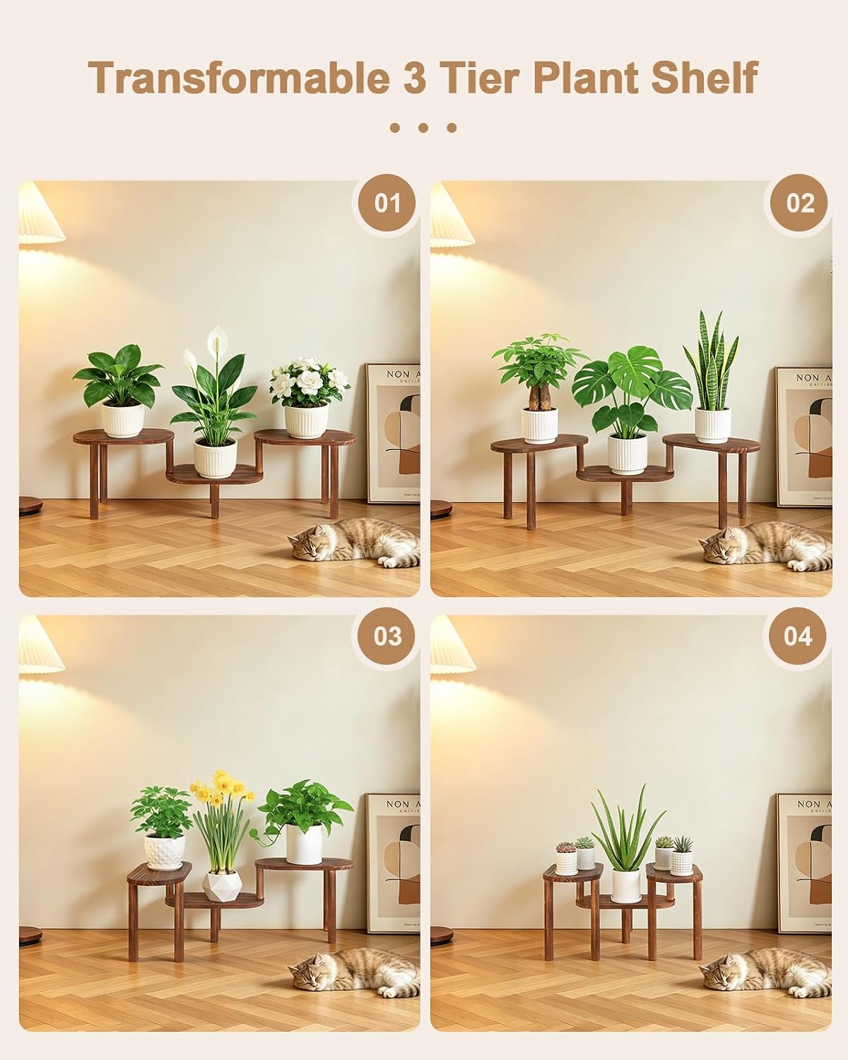 Adjustable Oval Indoor Corner Plant Stand Shelf