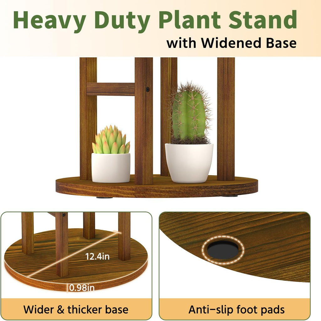 4‑Tier Tall Wooden Indoor Corner Plant Stand Table