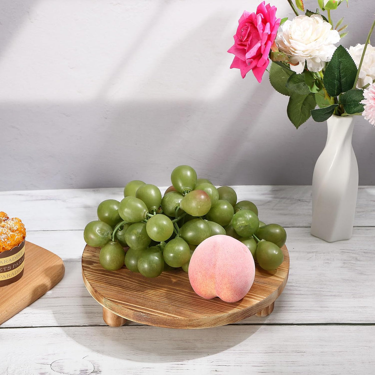 4‑Pack Round Mini Wooden Plant Display Stools