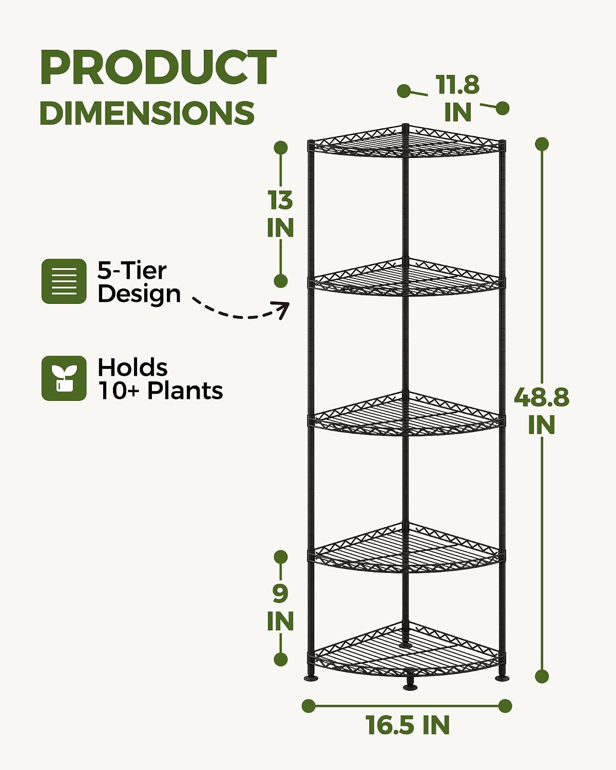 5‑Tier Tall Adjustable Corner Multiple‑Plant Stand