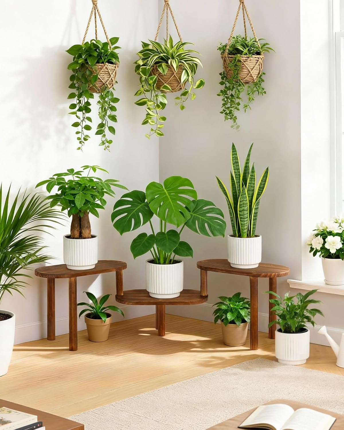 Adjustable Oval Indoor Corner Plant Stand Shelf