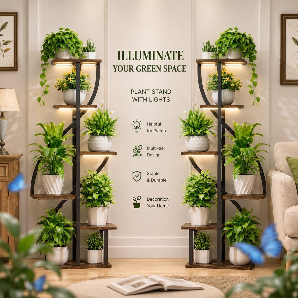 6‑Tier Indoor Plant Stand With Grow Light