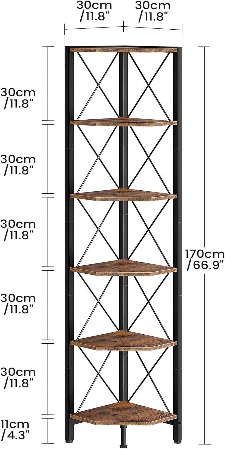 6‑Tier Rustic Open Corner Storage Display Shelf