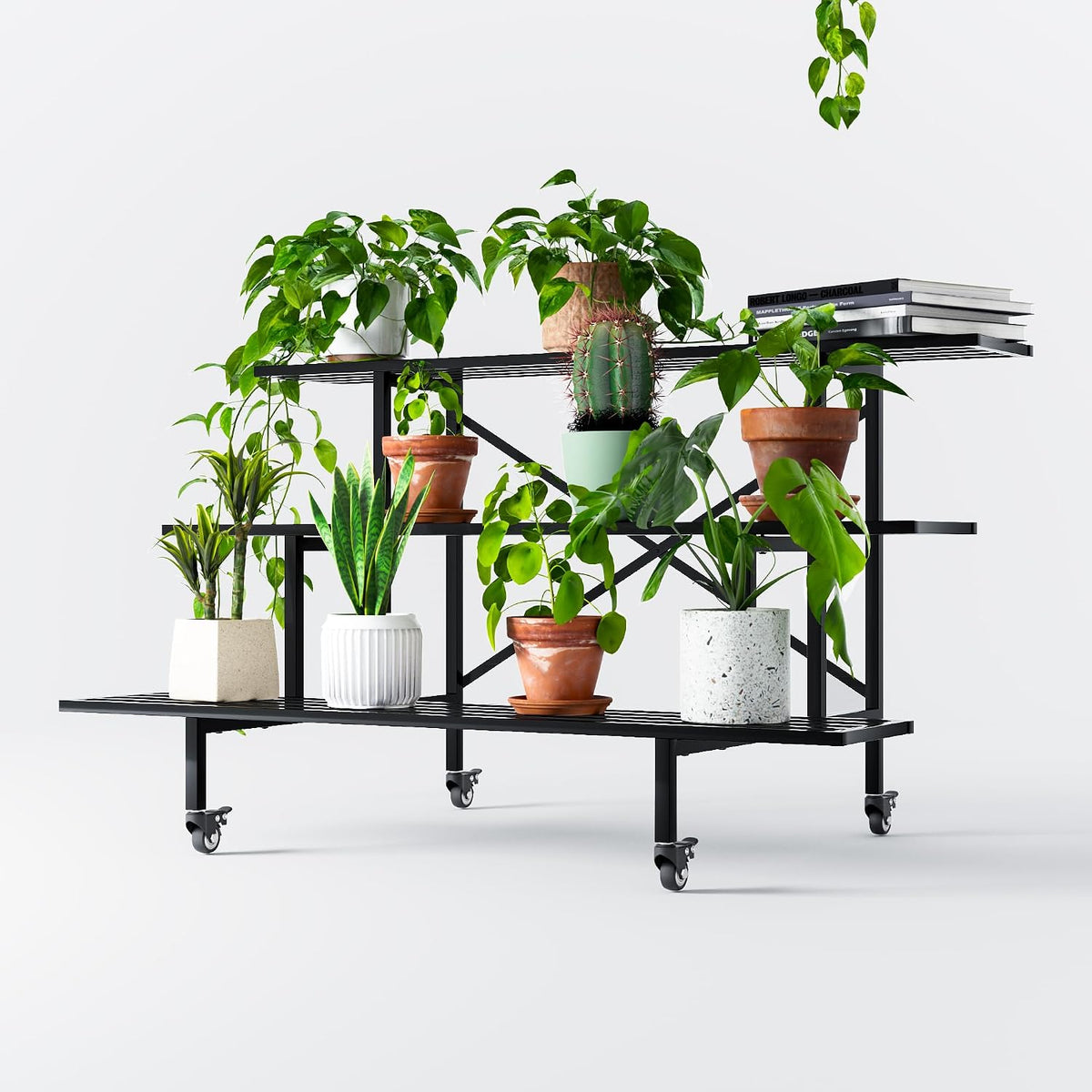 3‑Tier Wheeled Heavy‑Duty Metal Plant Stand