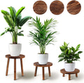 3‑Pack Mid‑Century Wooden Indoor Plant Stools