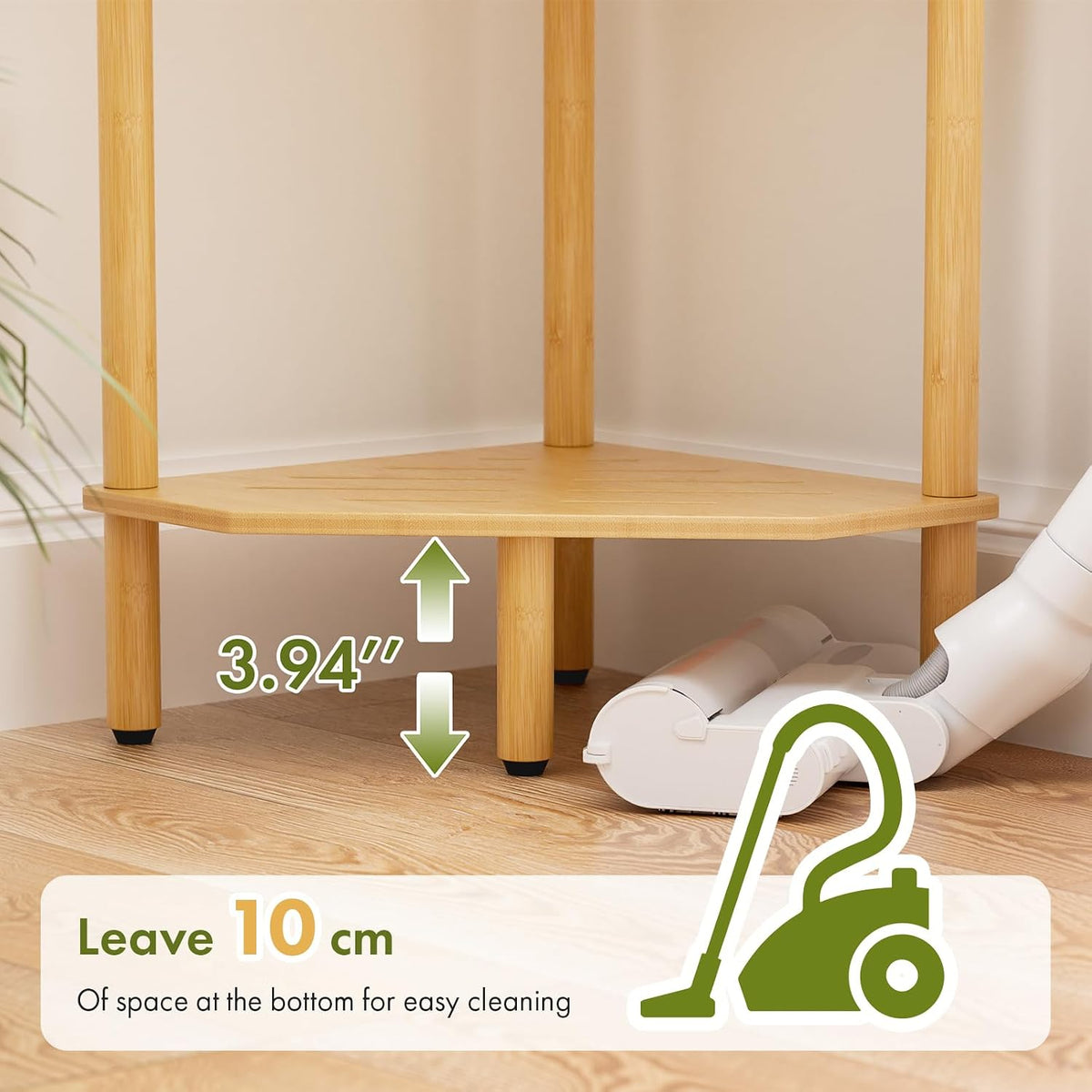 3‑Tier Bamboo Multipurpose Corner Storage Shelf Stand