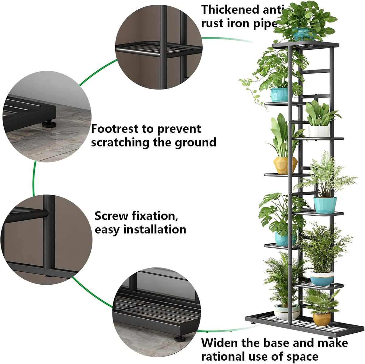 8‑Tier Metal Indoor‑Outdoor Plant Stand Shelf