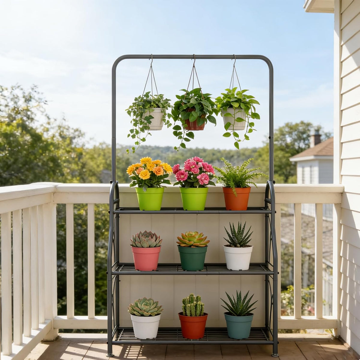3‑Tier Metal Indoor‑Outdoor Ladder Plant Stand