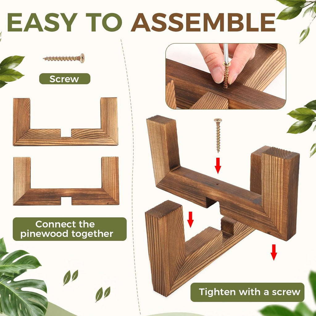 10‑Pack Multi‑Size Wooden Indoor‑Outdoor Plant Stands