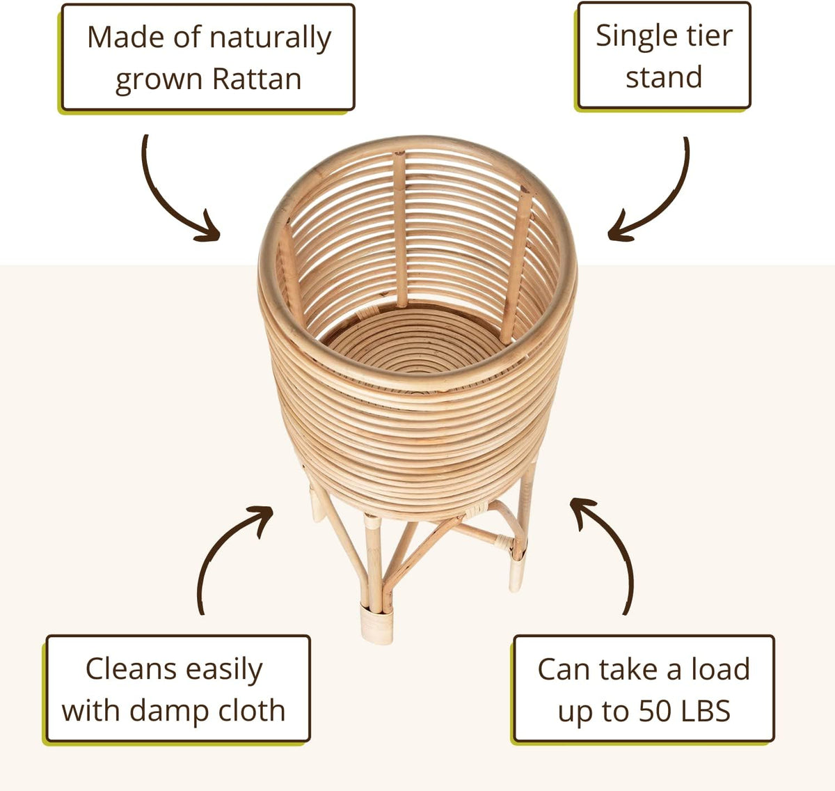 Two‑Tier Boho Rattan Indoor Plant Stand Shelf
