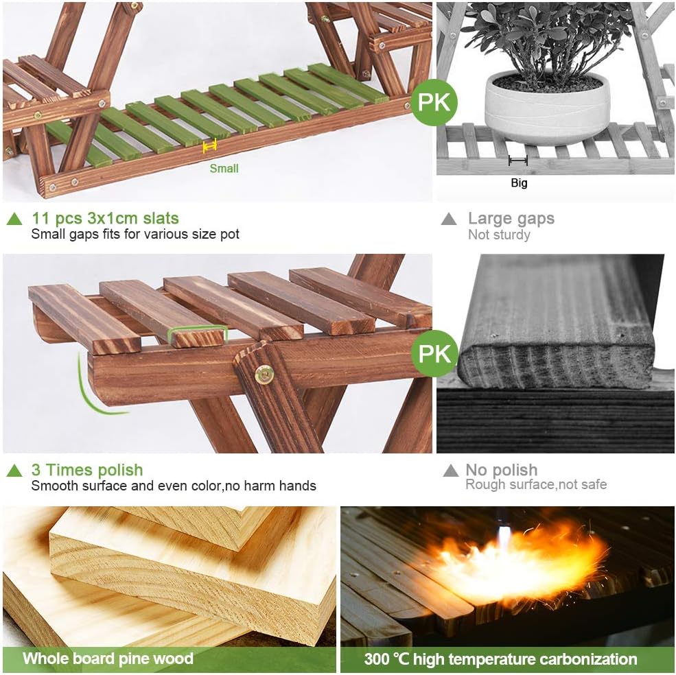 6‑Tier Triangle Wooden Indoor Plant Stand Shelf