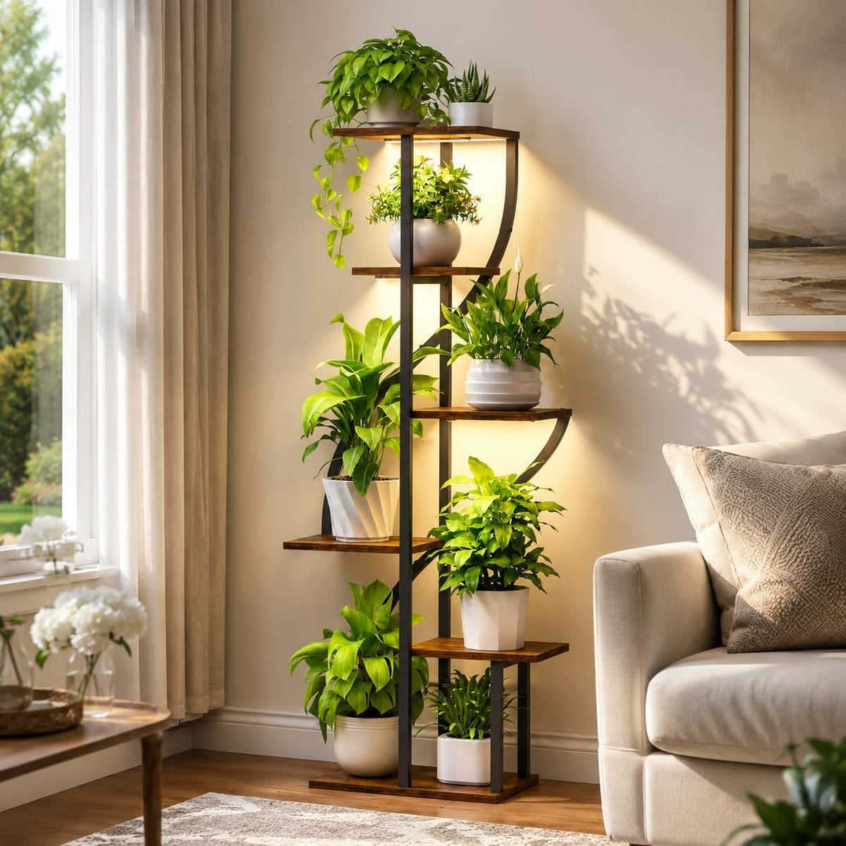 6‑Tier Indoor Plant Stand With Grow Light