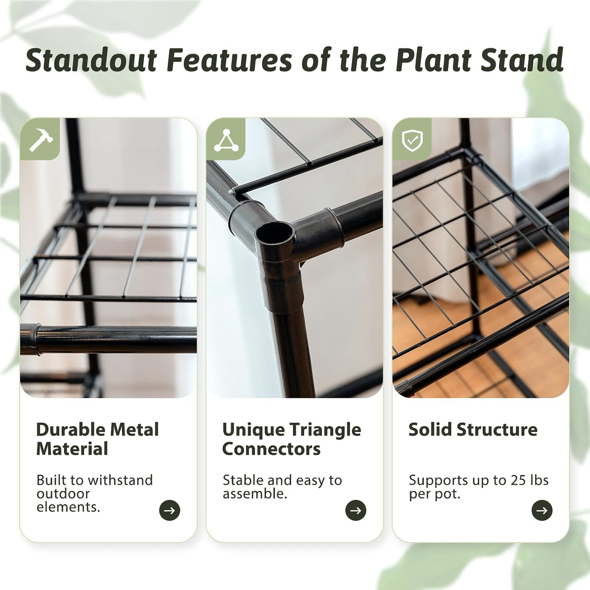 Heavy‑Duty Metal Multi‑Pot Indoor‑Outdoor Plant Stand