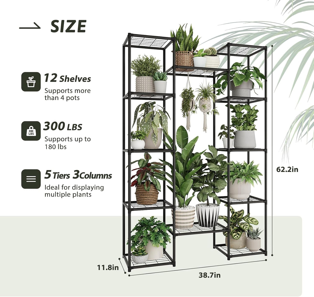 Heavy‑Duty Metal Multi‑Pot Indoor‑Outdoor Plant Stand