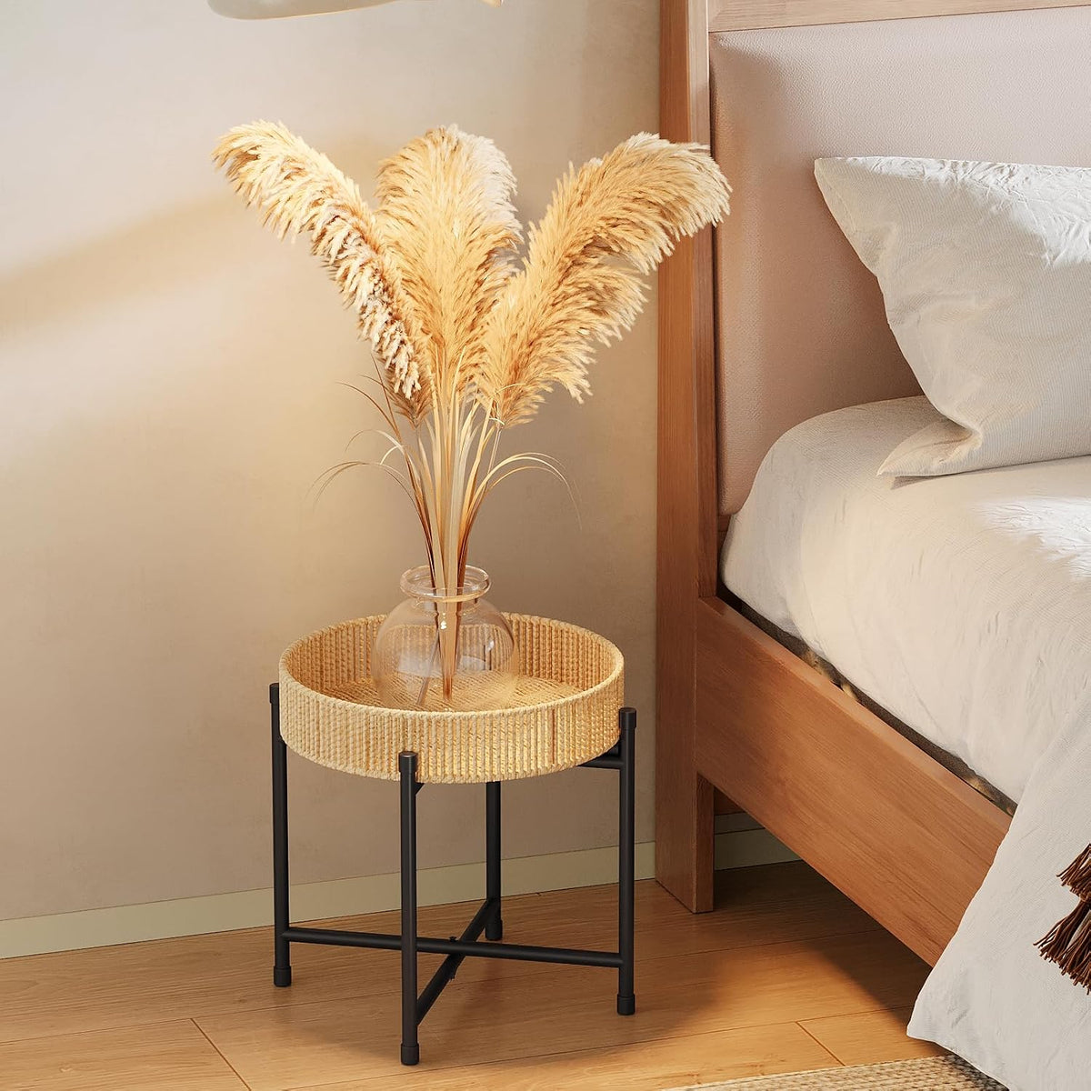 Boho Rattan Indoor Single Plant Stand Table