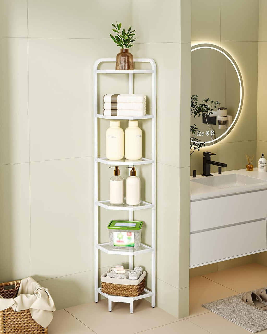 6‑Tier Glass Multipurpose Corner Display Shelf Stand