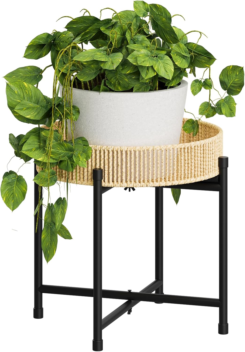 Boho Rattan Indoor Single Plant Stand Table