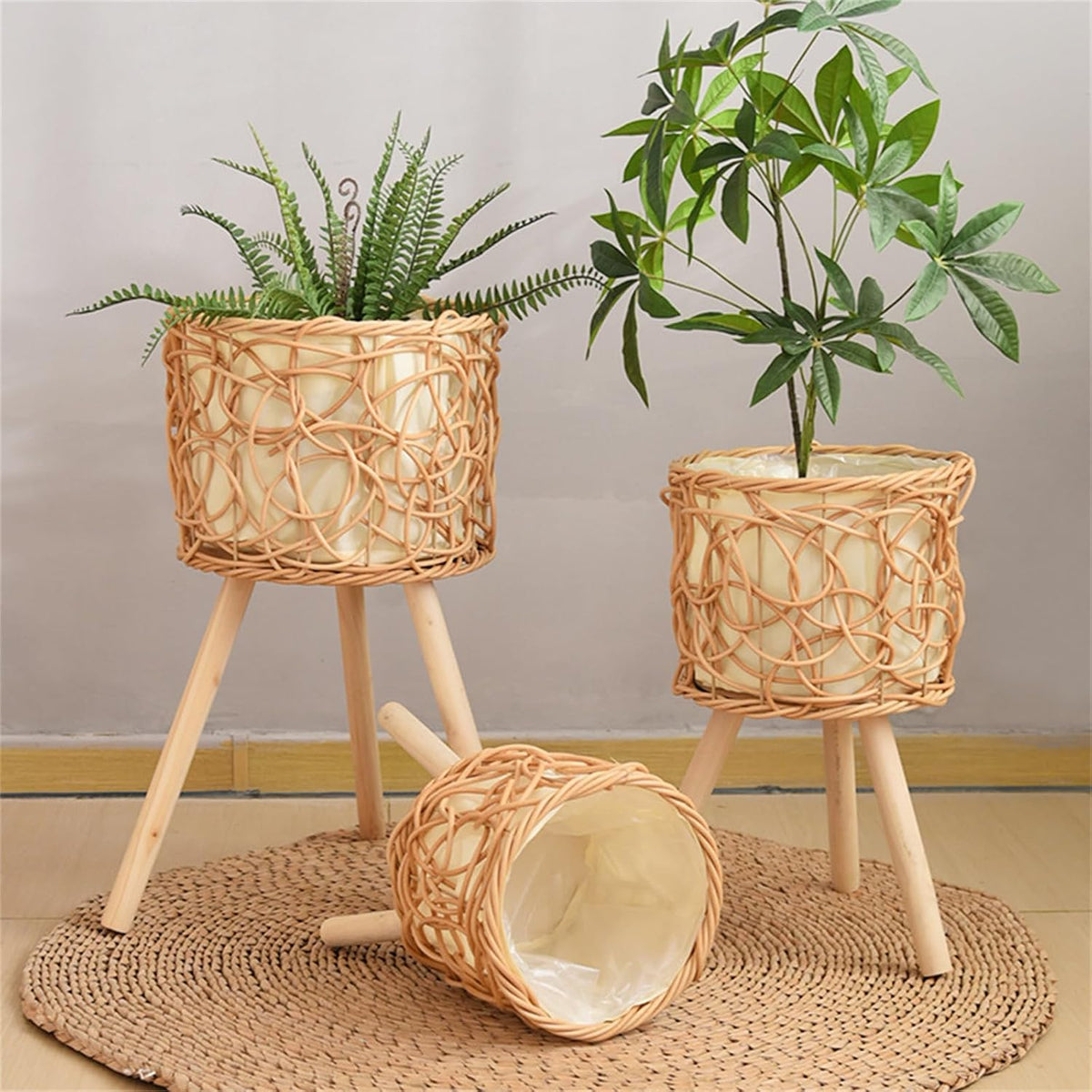 Rattan Indoor‑Outdoor Flower Pot Display Stand Stool
