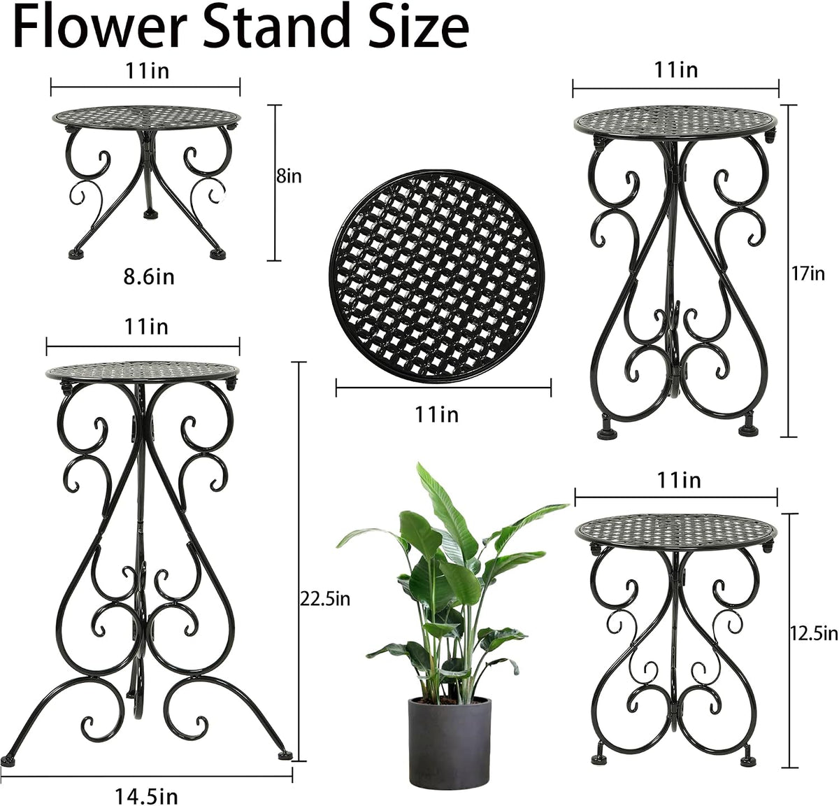 4‑Pack Rustproof Metal Indoor‑Outdoor Plant Stands