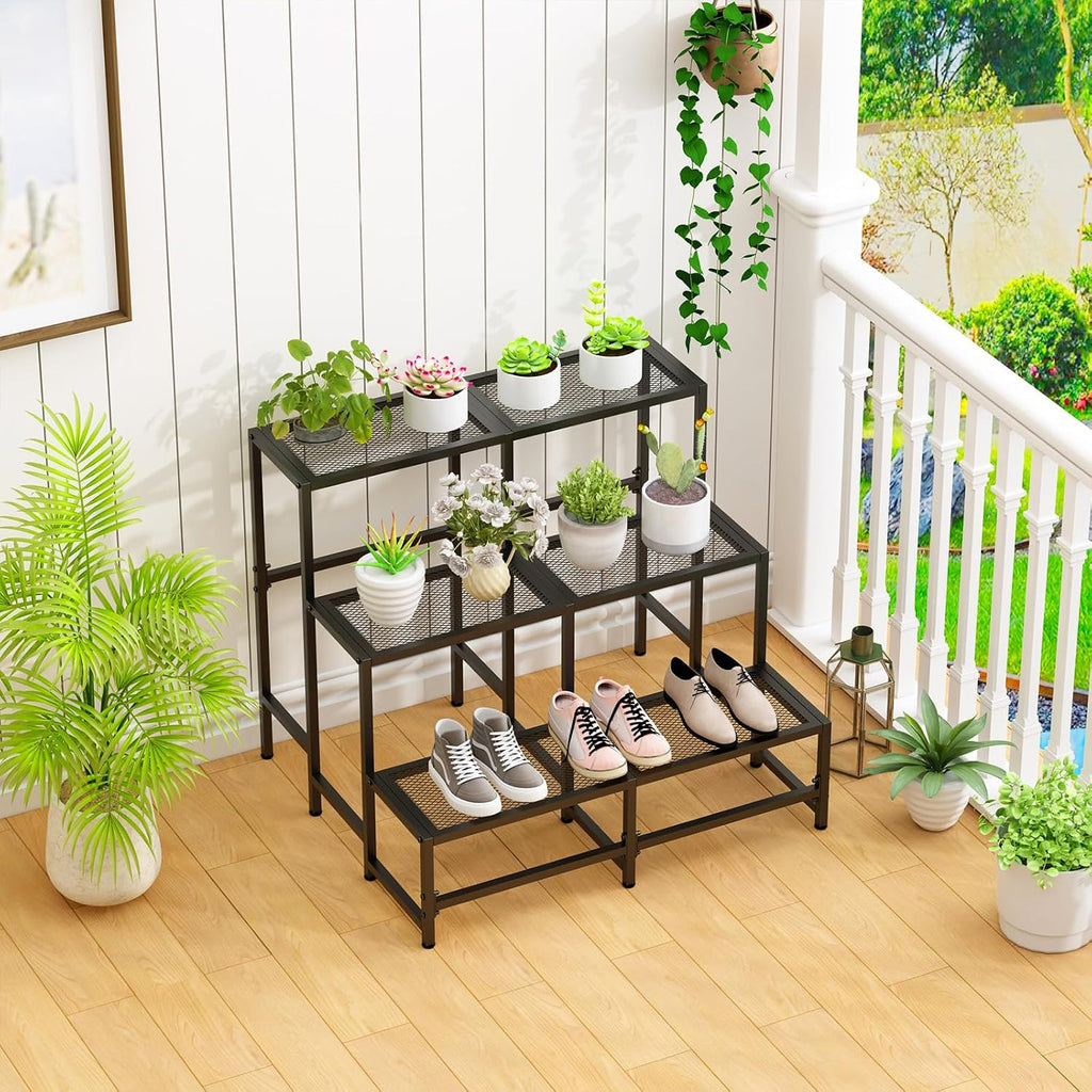 3‑Tier Large Metal Indoor‑Outdoor Plant Stand Rack