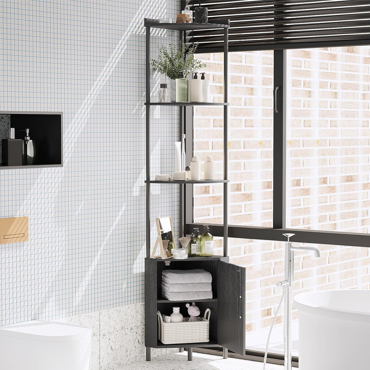 5‑Tier Tall Multipurpose Corner Storage Display Shelf