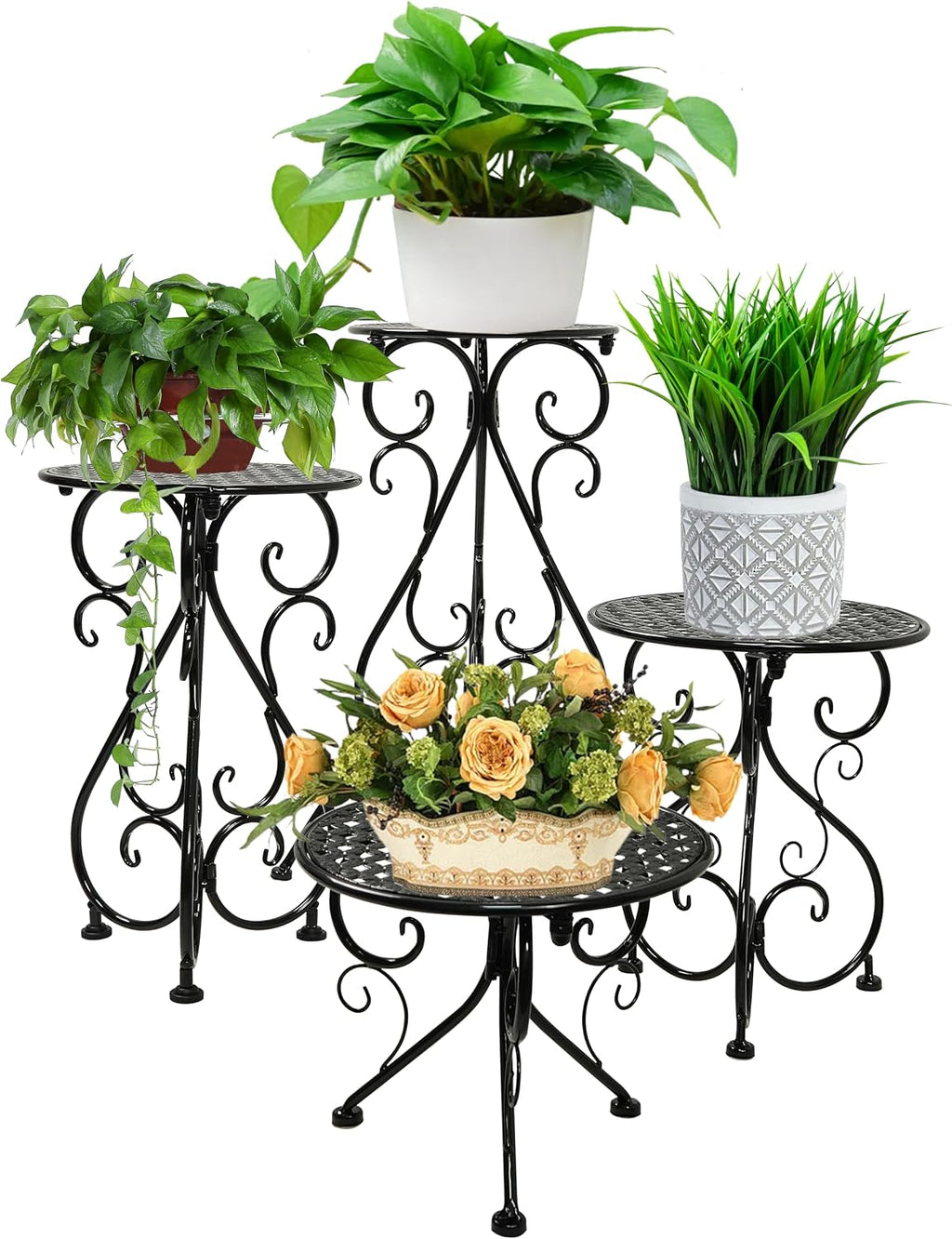 4‑Pack Rustproof Metal Indoor‑Outdoor Plant Stands