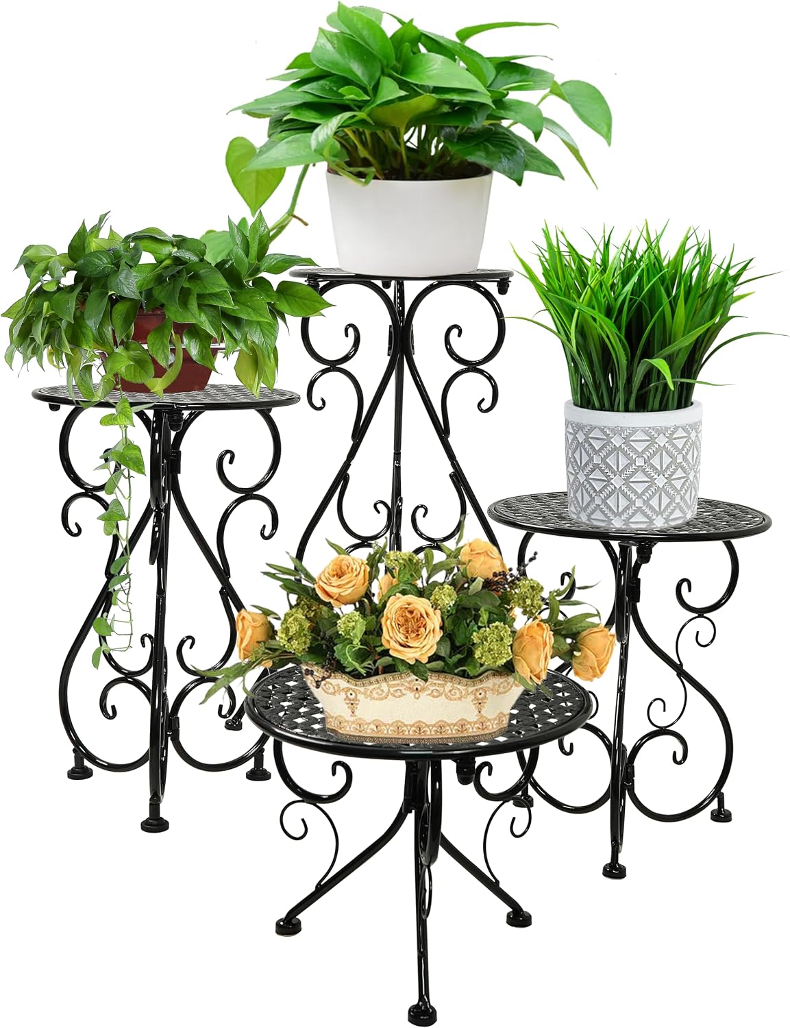 4‑Pack Rustproof Metal Indoor‑Outdoor Plant Stands