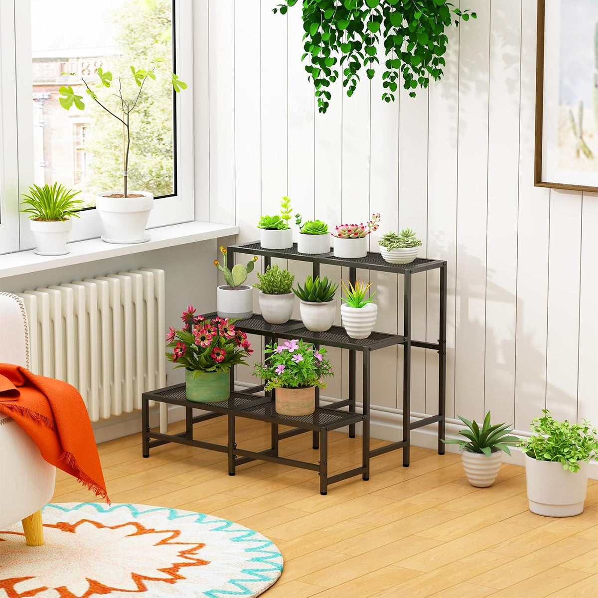 3‑Tier Large Metal Indoor‑Outdoor Plant Stand Rack
