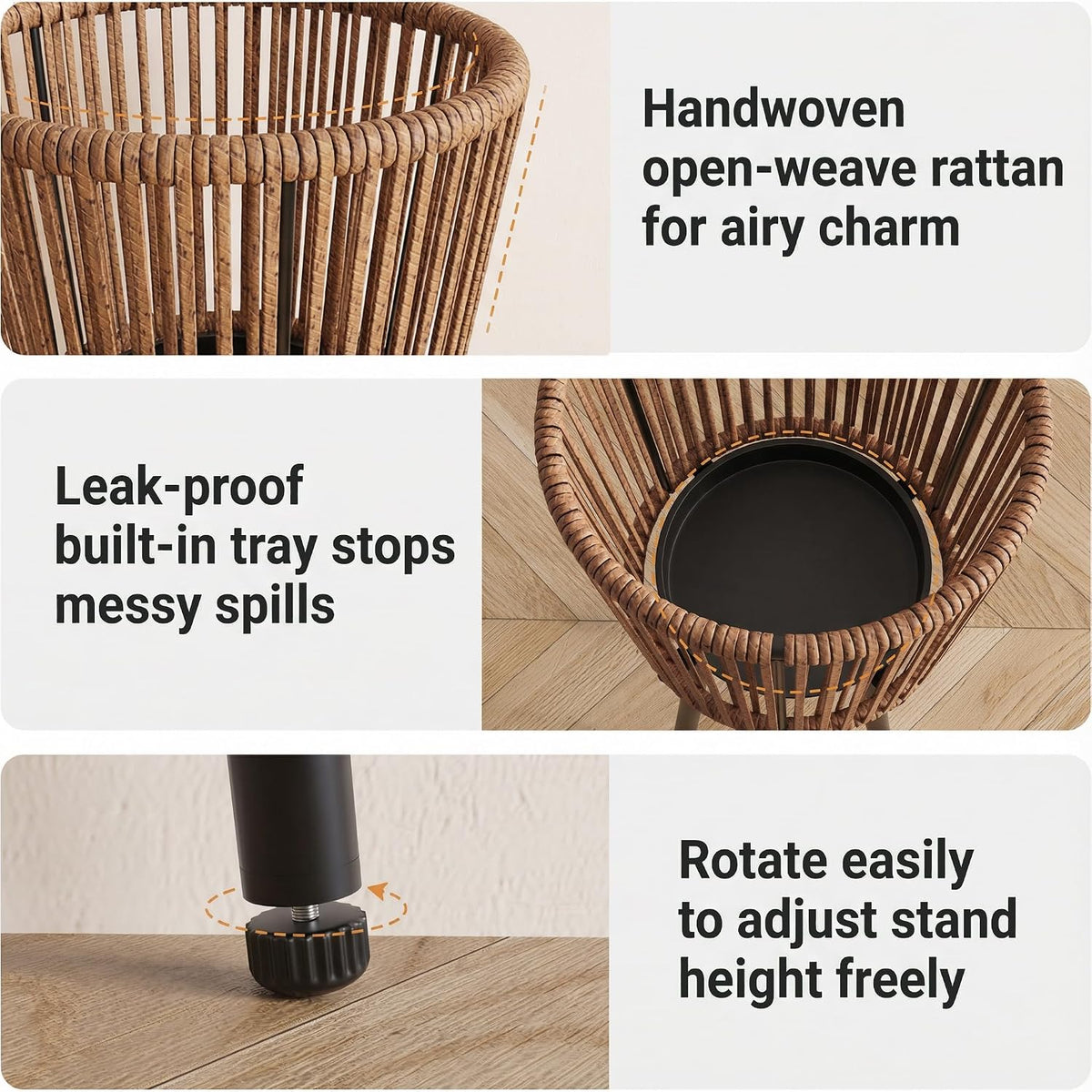 2‑Pack PE‑Rattan Indoor Outdoor Plant Stand