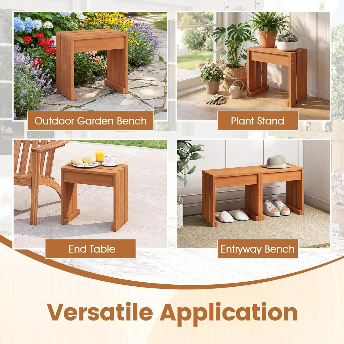 Slatted‑Top Wooden Indoor Flower Pot Plant Stand
