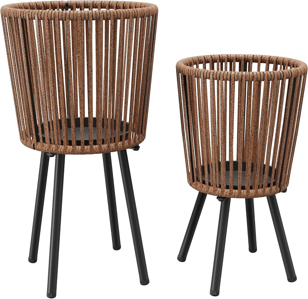 2‑Pack PE‑Rattan Indoor Outdoor Plant Stand