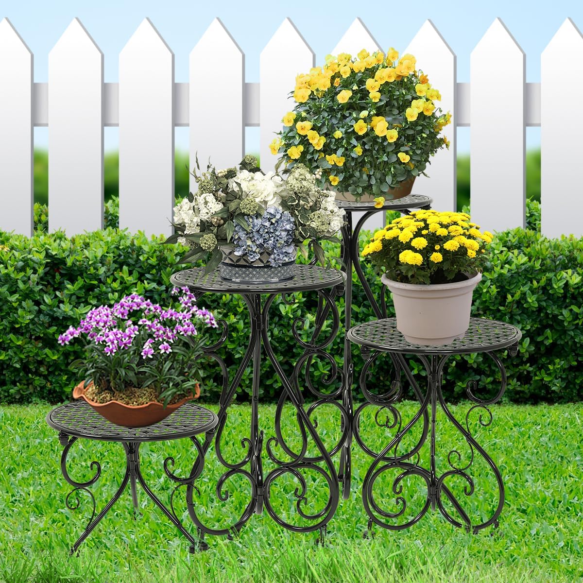 4‑Pack Rustproof Metal Indoor‑Outdoor Plant Stands