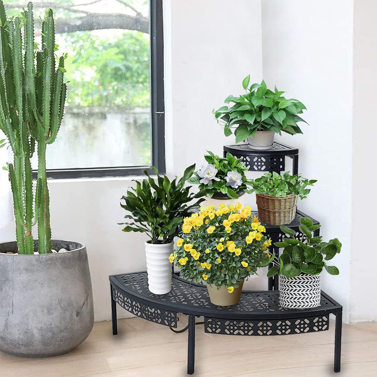 3‑Tier Metal Indoor‑Outdoor Corner Plant Stand